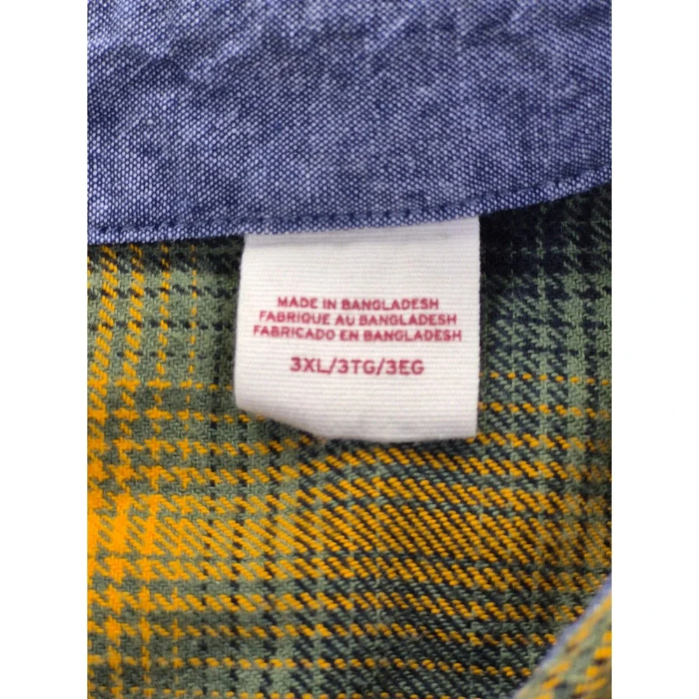 Levi's Relaxed Fit Flannel Shirt Men's 3XL Yellow Green Plaid Cotton 19587